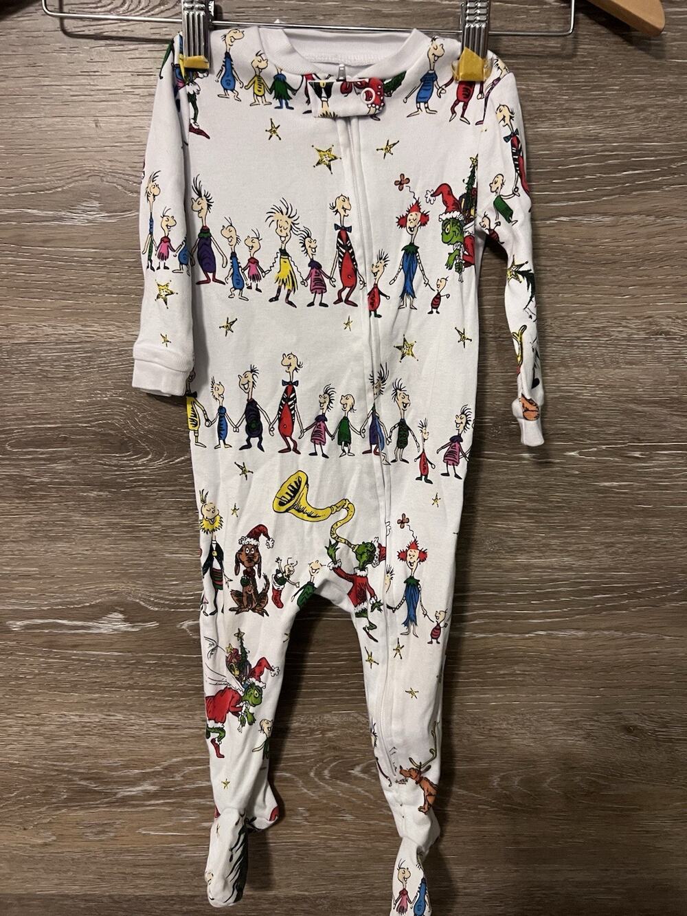 Pottery Barn Kids 9-12 M Dr.Seuss’s Grinch Nursery One Piece Pajama #6625